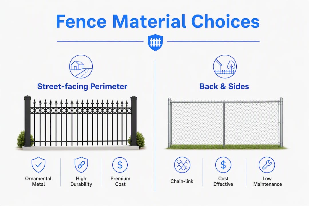 Infographic comparing fence material options