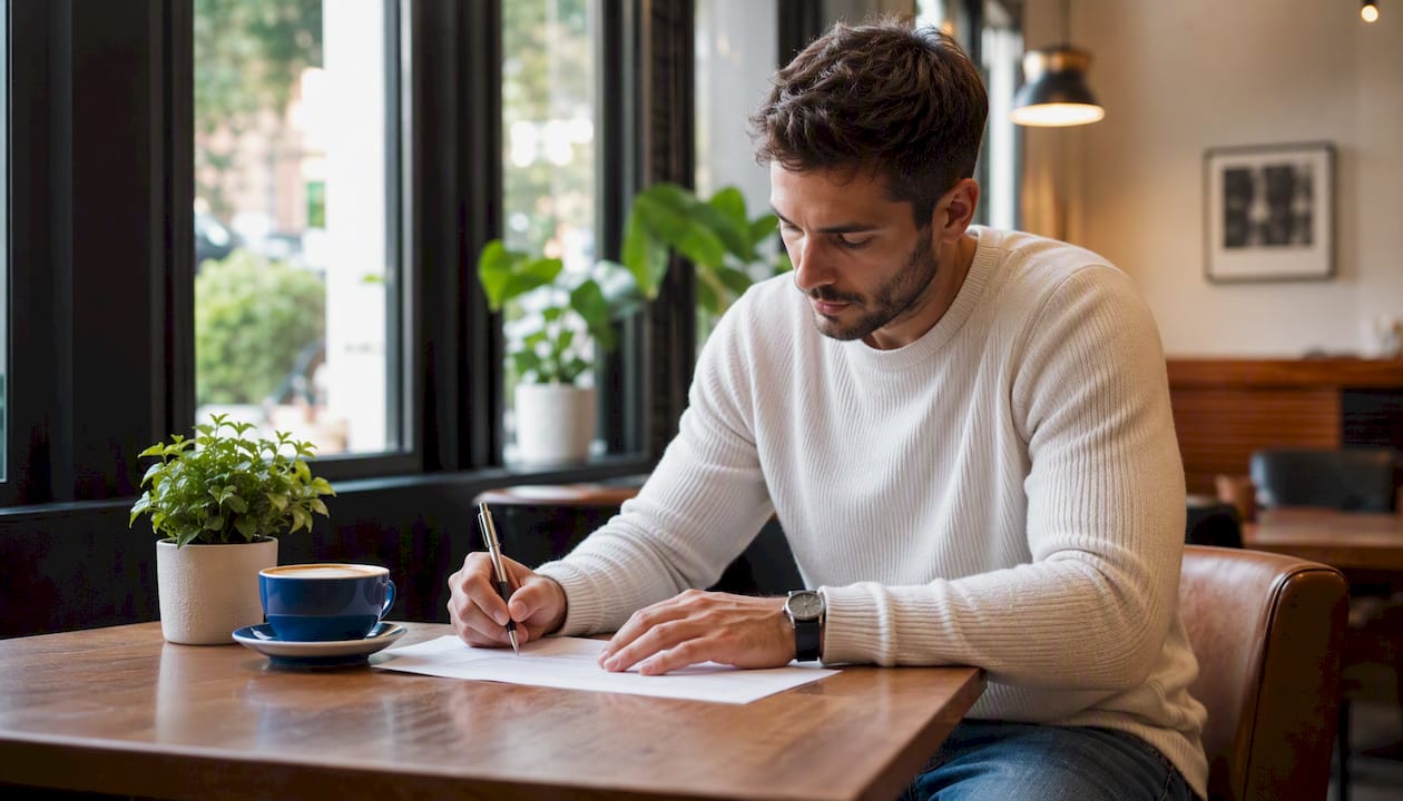 Hands completing personal loan application form