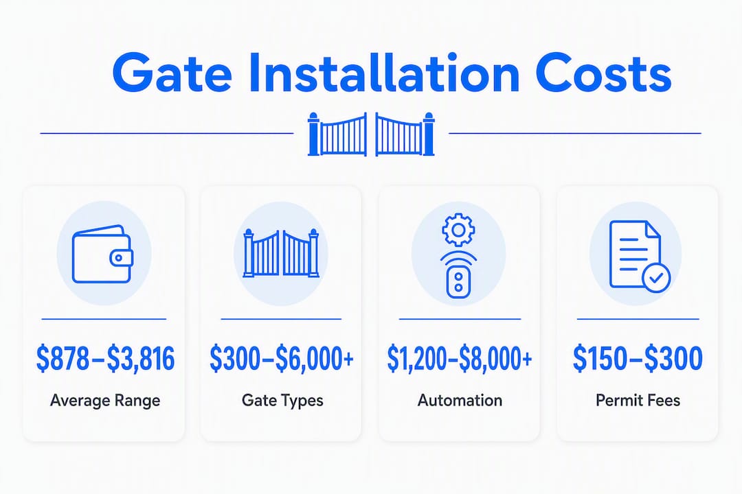 Infographic showing residential gate installation cost stats