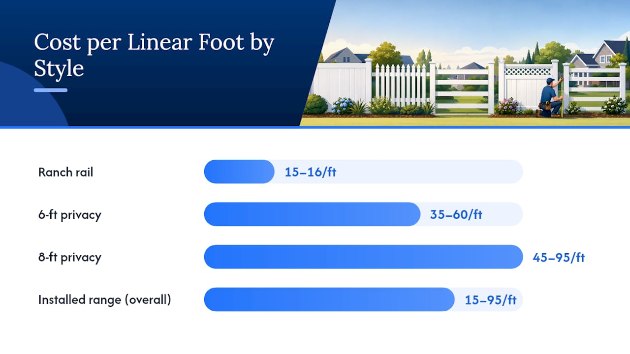 Vinyl fence cost comparison diagram