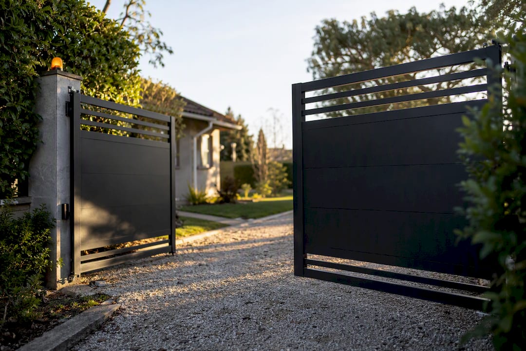 Swing gate opening at residential driveway